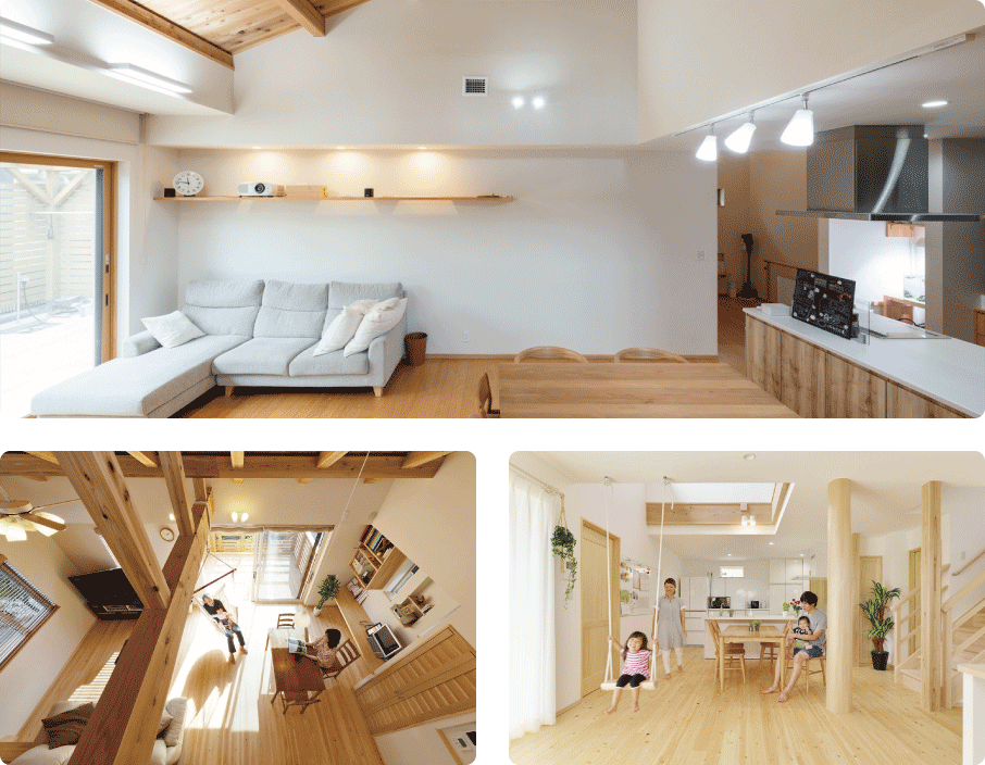 所沢市で自然素材と全館空調を採用した注文住宅のリビング