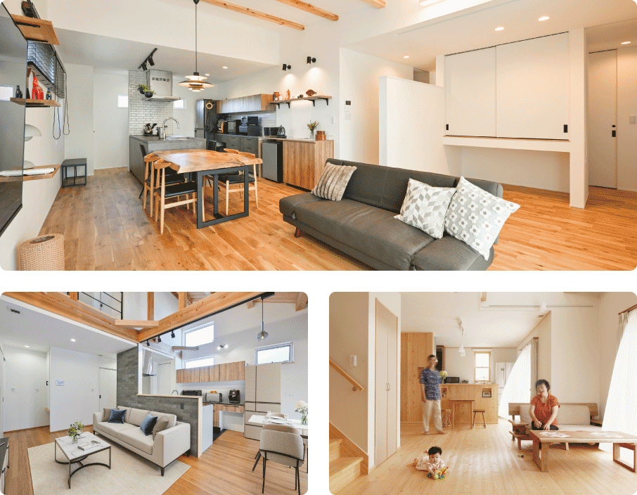 川越市で自然素材と全館空調を採用した注文住宅のリビング