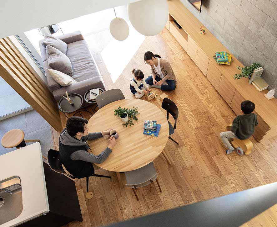 所沢市でテクノストラクチャー工法により大空間を実現した耐震注文住宅の外観