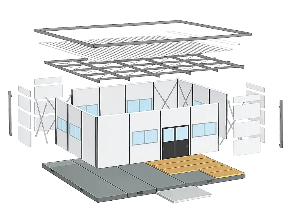 プレハブ建築の構造イメージ