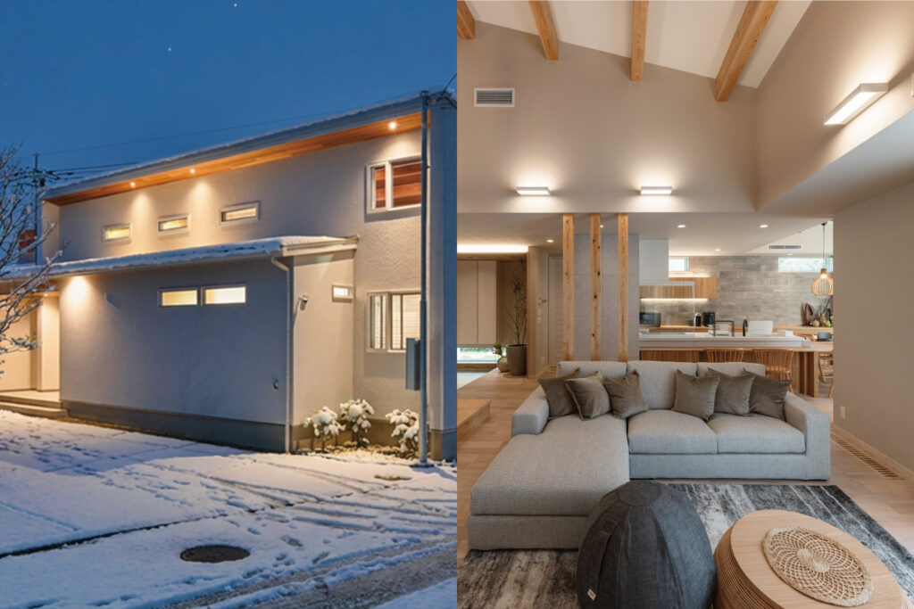 2月の寒い日でも暖かく快適な注文住宅のモデルハウス内部