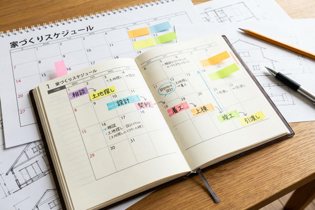 税制改正と家づくりスケジュールのイメージ