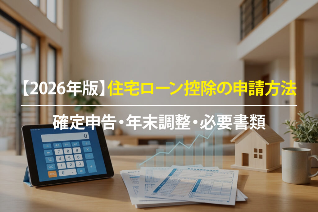 【2026年版】住宅ローン控除の申請方法(確定申告・年末調整・必要書類)を示すアイキャッチ画像