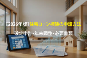 【2026年版】住宅ローン控除の申請方法(確定申告・年末調整・必要書類)を示すアイキャッチ画像
