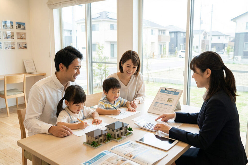 住宅ローンの相談をする家族のイメージ