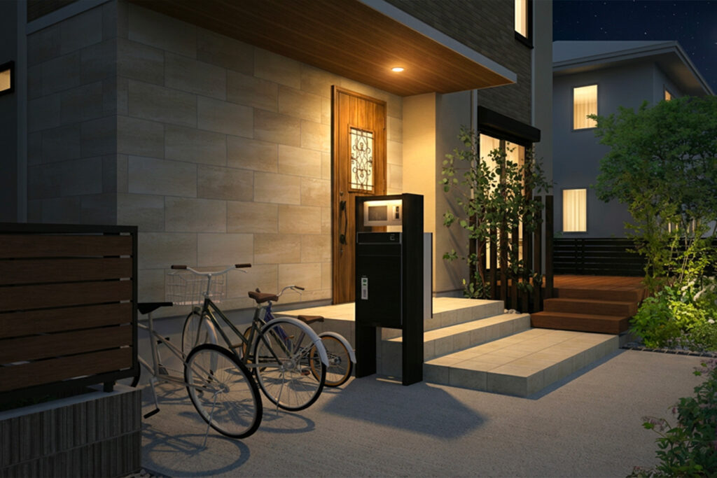 旗竿地のアプローチ照明と防犯対策