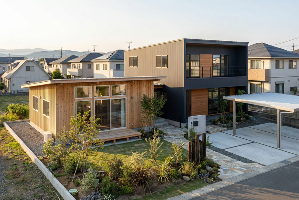 平屋と2階建ての家づくりを土地条件とコストで比較する注文住宅のイメージ