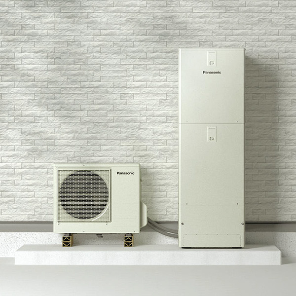 パナソニックのエコキュート HE-S37LQS（370L角型）の屋外設置イメージ（タンクとヒートポンプ）