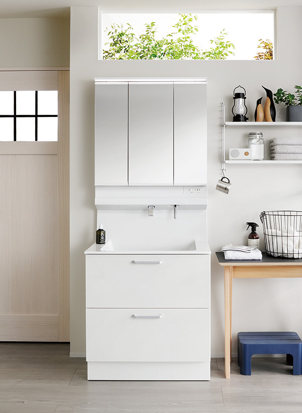 TOTO オクターブLite（W750）三面鏡付き洗面化粧台の施工イメージ