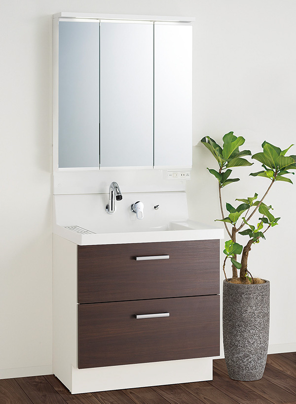 LIXIL ピアラ（W750）の三面鏡付き洗面化粧台