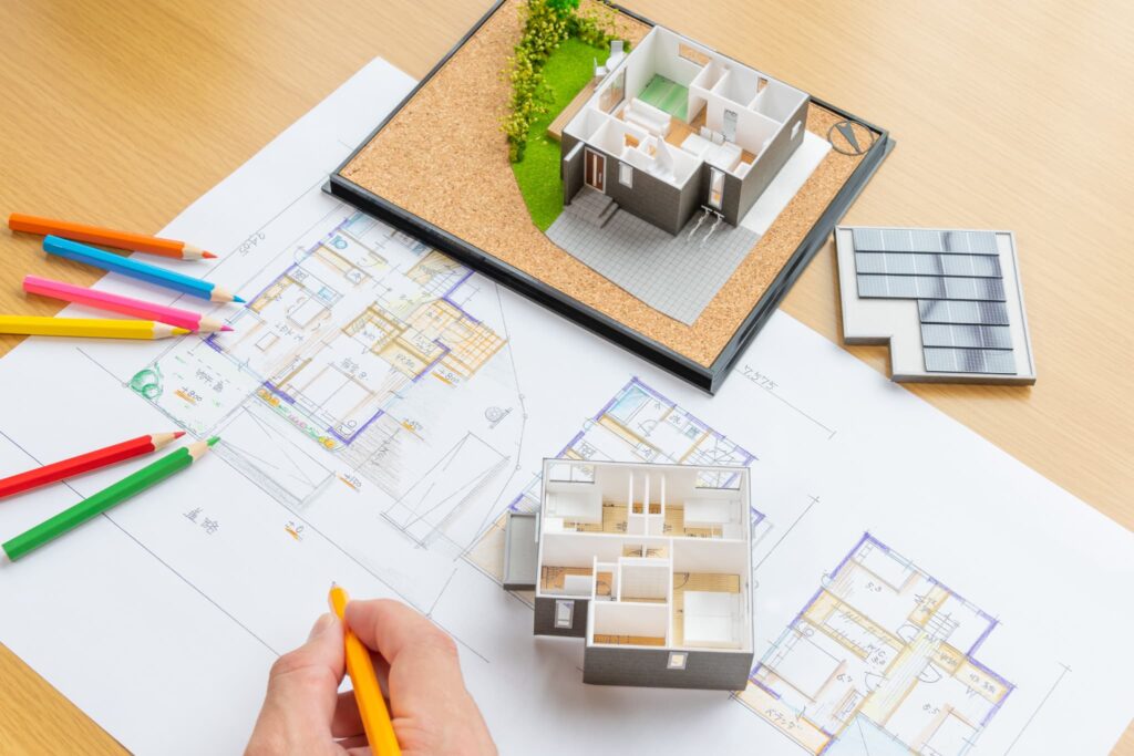 AdobeStock_355678014 | アップルホーム 注文住宅で広さ重視と使い方重視の間取りを比較するイメージ