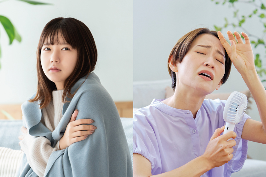 冬の寒さと夏の暑さに悩む様子（断熱リフォームのイメージ）