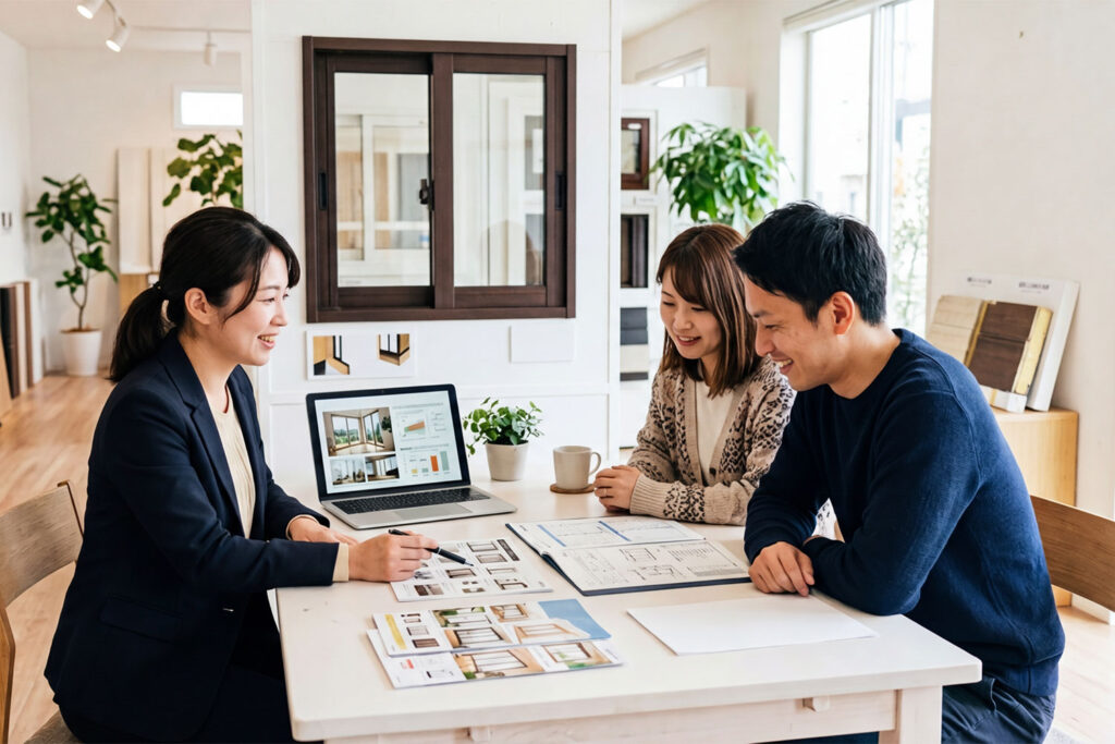 window-renovation-subsidy-estimate-consultation | アップルホーム 窓リノベの補助金と見積もり内容を相談しているイメージ