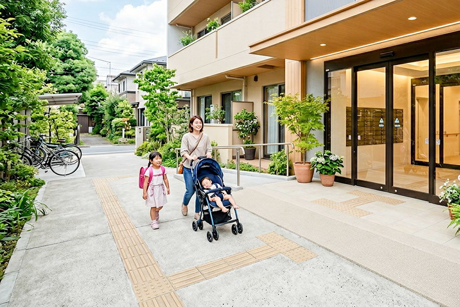 子育て世帯向け賃貸住宅の安全性に配慮したエントランスイメージ