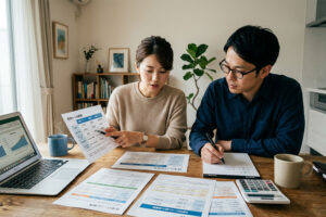 ペアローンと収入合算と単独ローンの違いを比較しながら住宅ローンを検討する共働き夫婦