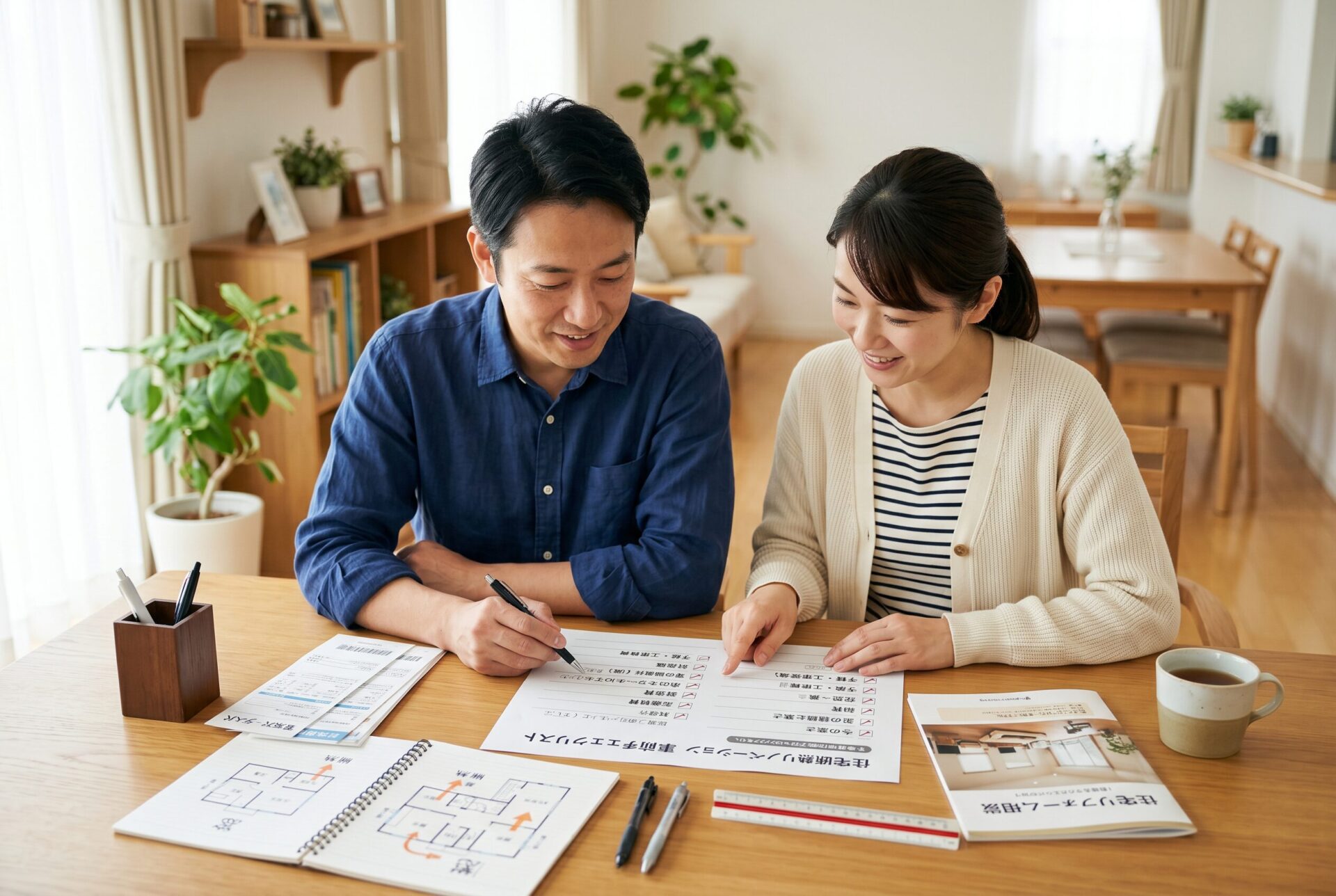 断熱リフォームの相談前チェックリストを確認しているイメージ