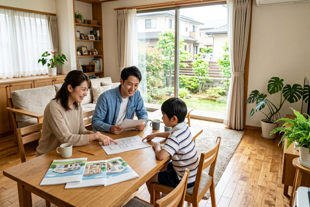 GW後に家づくりの初回相談に向けて話し合う家族