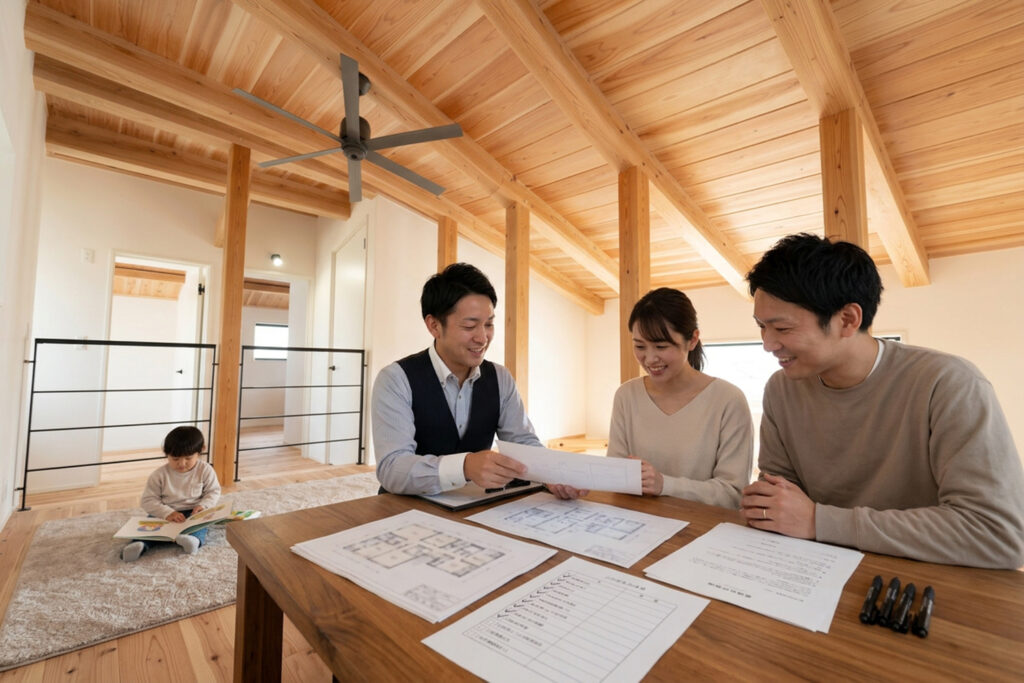 注文住宅の申請前に必要書類を確認する住宅相談の場面