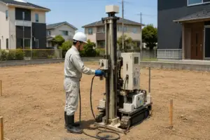 注文住宅の地盤調査で土地の状態を確認する住宅広告向けイメージ