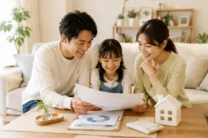 住宅ローンとペアローンの金利を確認する共働き世帯の相談イメージ