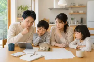 金利1％時代の住宅ローンを検討する注文住宅の家族