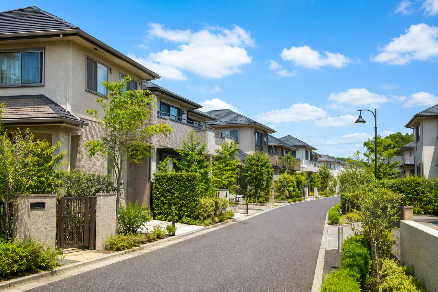 埼玉県狭山市・入間市の閑静な住宅街。入間飛行場周辺の住宅防音工事の補助対象地域のイメージ
