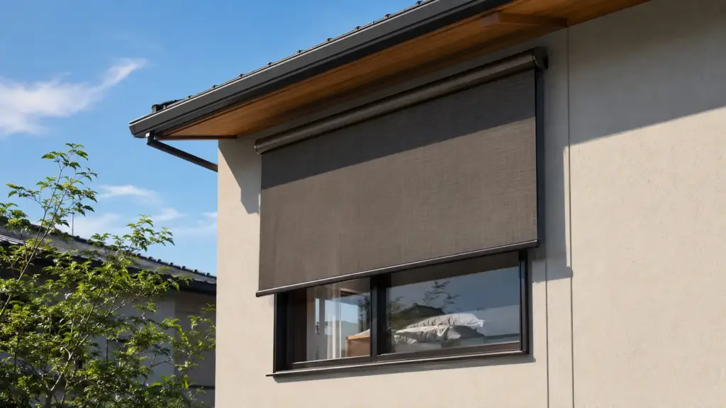 bedroom-window-solar-shading | アップルホーム 西日を受ける寝室の窓と外付け日よけによる日射対策