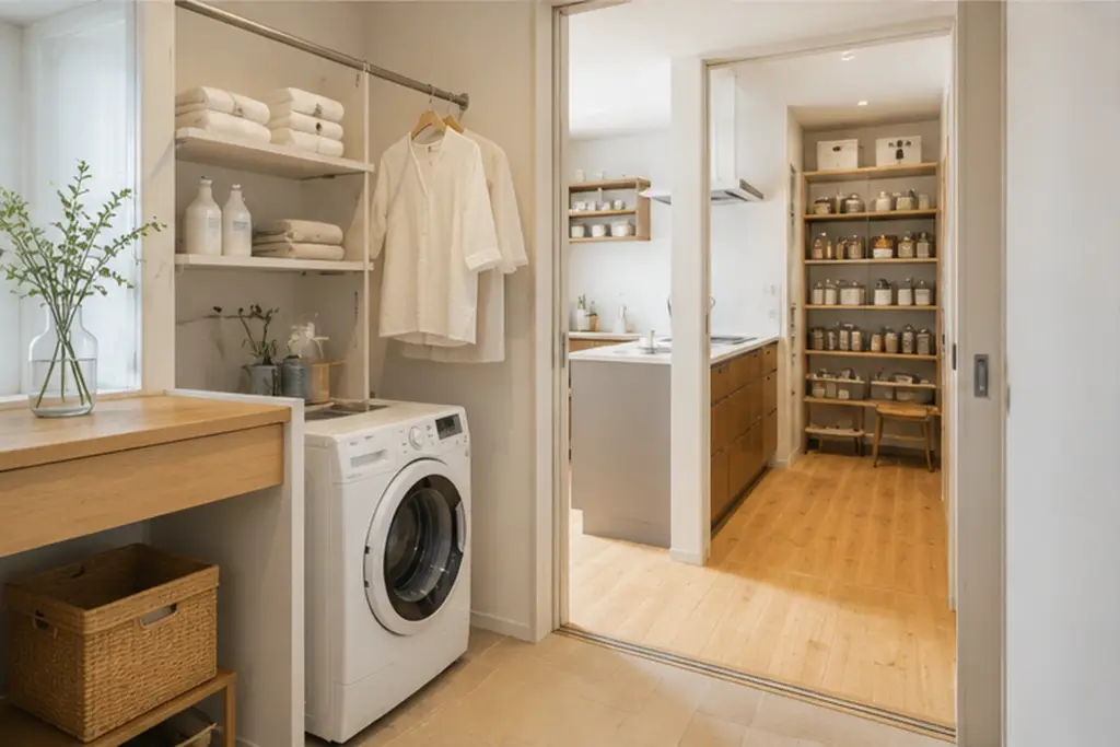 dual-income-housework-flow | アップルホーム 共働き世帯の洗濯・収納・キッチン動線を短くした間取り