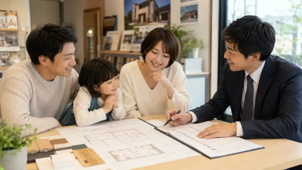 family-home-alone-rule-check | アップルホーム 子どもの留守番ルールを確認する家族と住宅アドバイザー