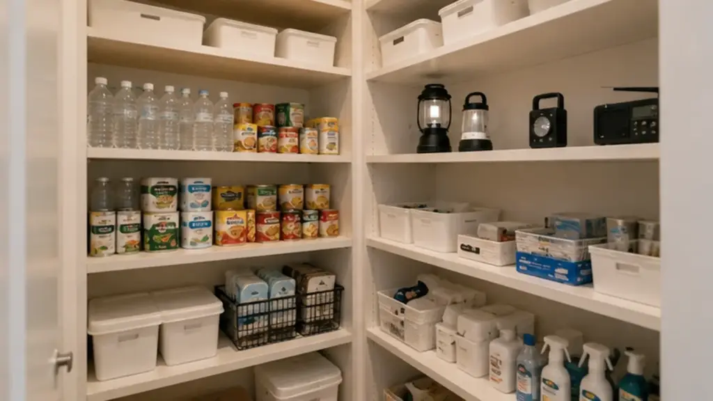 home-disaster-stockpile-storage | アップルホーム 災害時に備えた水や食品や携帯トイレを収納した住宅パントリー