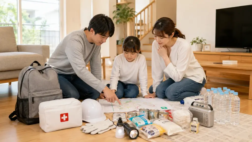 home-earthquake-disaster-preparedness | アップルホーム 自宅での地震発生に備えて家族で防災準備を確認する住宅