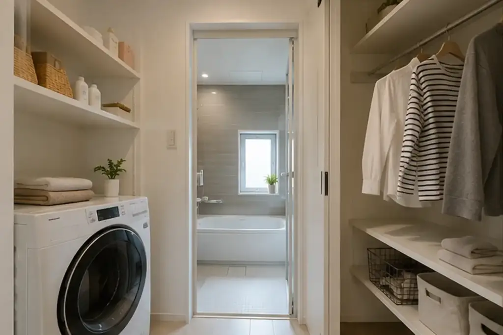 separate-washroom-layout-example | アップルホーム 洗面所と脱衣所を分ける間取りの使い方を確認するイメージ