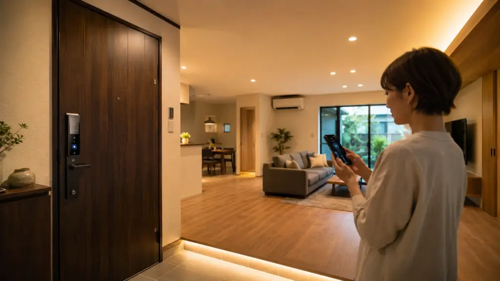 スマートロックや照明とスマートフォンを連携した注文住宅