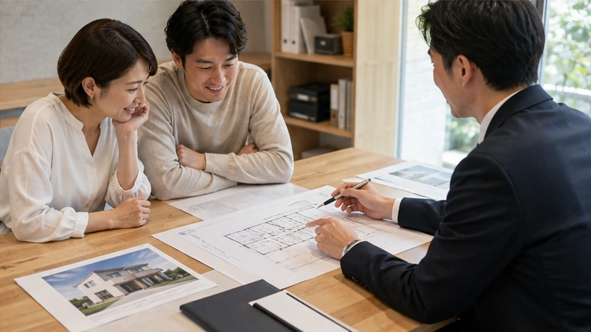 compact-house-consultation-checklist | アップルホーム コンパクト住宅の間取りや坪数を住宅アドバイザーに相談する家族