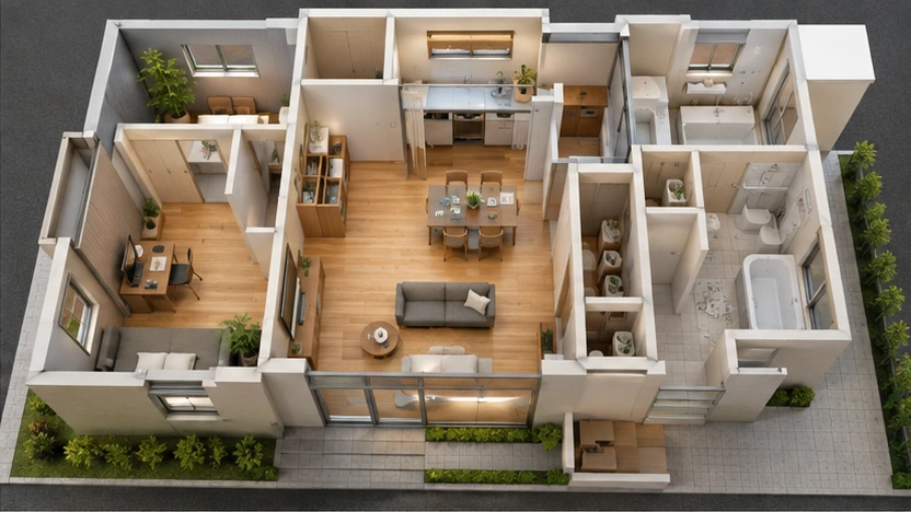 compact-house-layout-concept | アップルホーム コンパクト住宅のLDKと収納をまとめた間取りの考え方