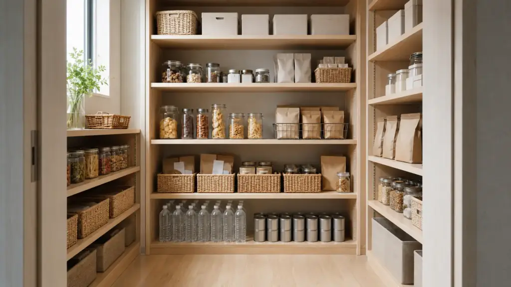 disaster-pantry-rolling-stock-storage | アップルホーム ローリングストックと防災備蓄を分けて収納したパントリー