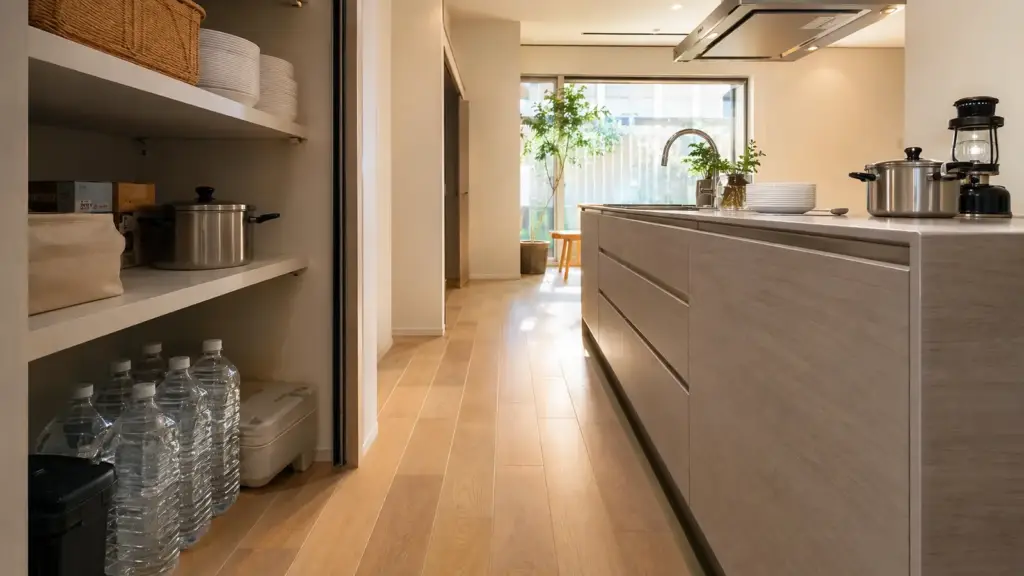 emergency-kitchen-cooking-flow | アップルホーム 停電や断水を想定して調理動線を確保したキッチン