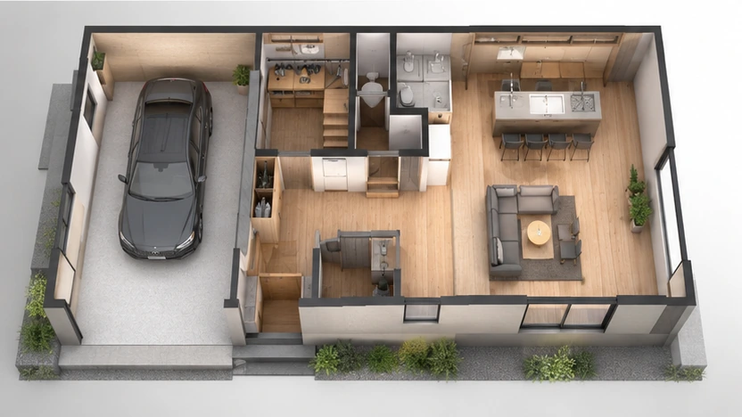 garage-house-circulation-layout | アップルホーム ガレージハウスの駐車動線と室内動線を考えた注文住宅の間取り