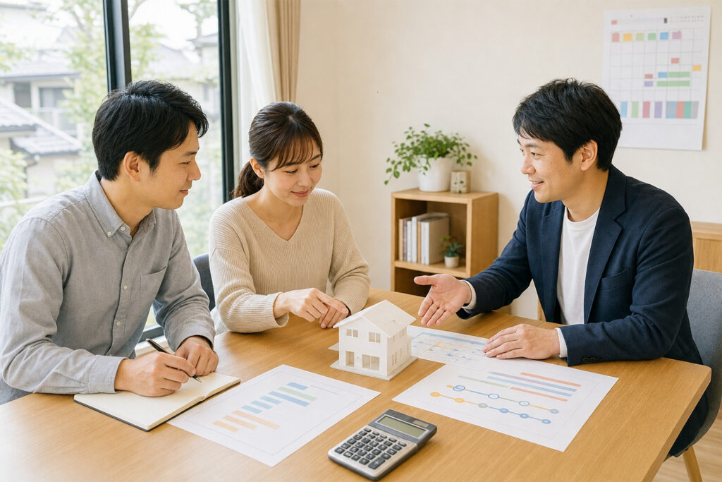 homebuilding-schedule-support-2027 | アップルホーム 2027年入居を見据えて家づくりのスケジュールを相談する夫婦
