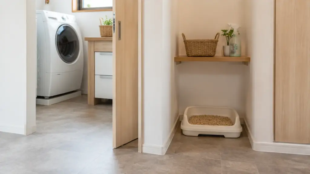 ペットのトイレスペースと掃除動線を考えた注文住宅の間取りイメージ