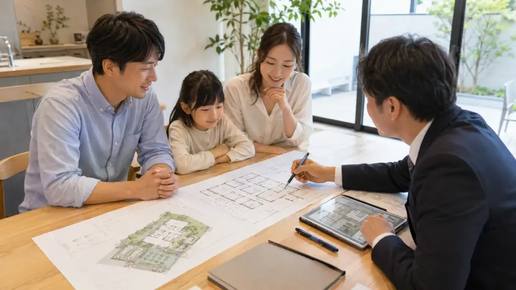 フェーズフリー住宅の間取りと設備を図面で確認する家づくりの打ち合わせ