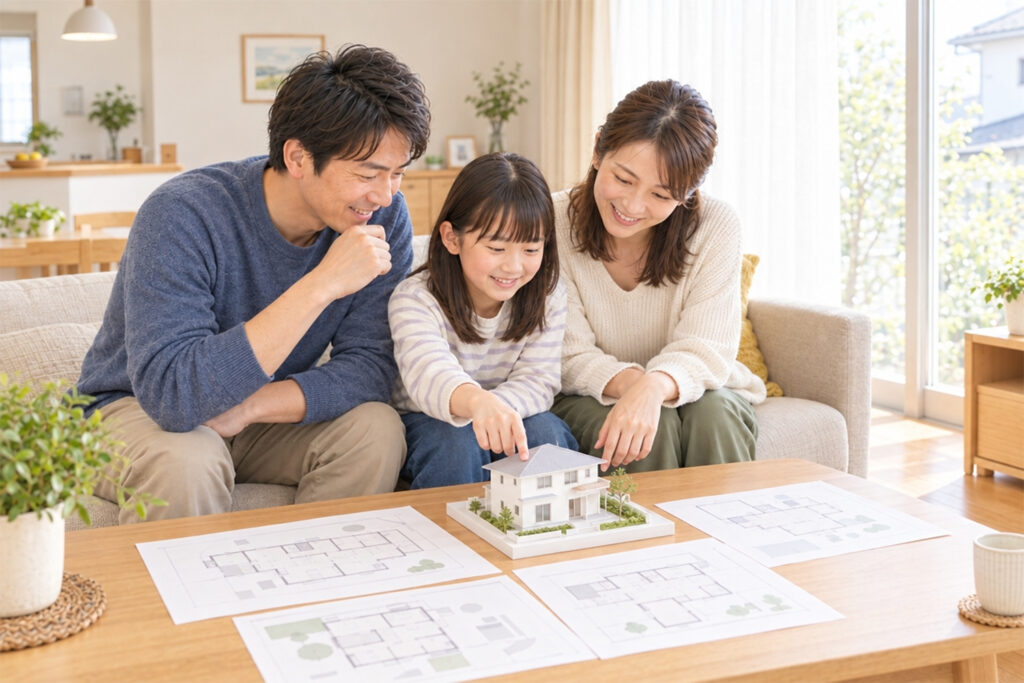 buy-first-custom-home-relocation | アップルホーム 今の家に住みながら新しい注文住宅の計画を進める家族