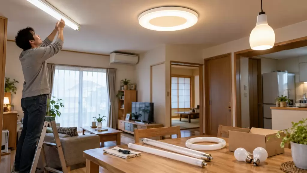 fluorescent-lamp-regulation-types | アップルホーム 一般照明用の直管形や環形などの蛍光灯を確認する住宅