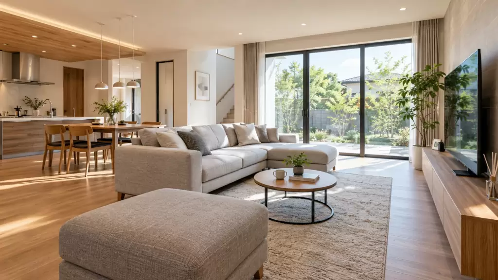 furniture-layout-living-room-window-tv | アップルホーム 注文住宅の間取りと家具配置を合わせて検討したリビング
