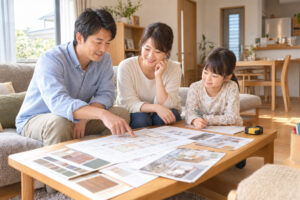 川越市の住宅改修補助金を確認しながらリフォームを検討する家族