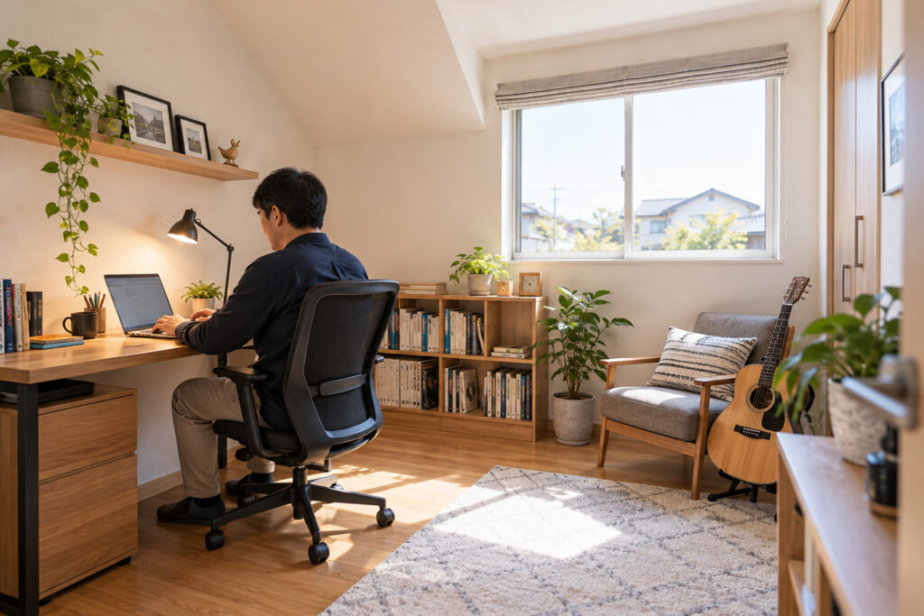one-half-story-child-room-after-independence | アップルホーム 子どもの独立後にワークスペースとして使う1.5階建ての個室