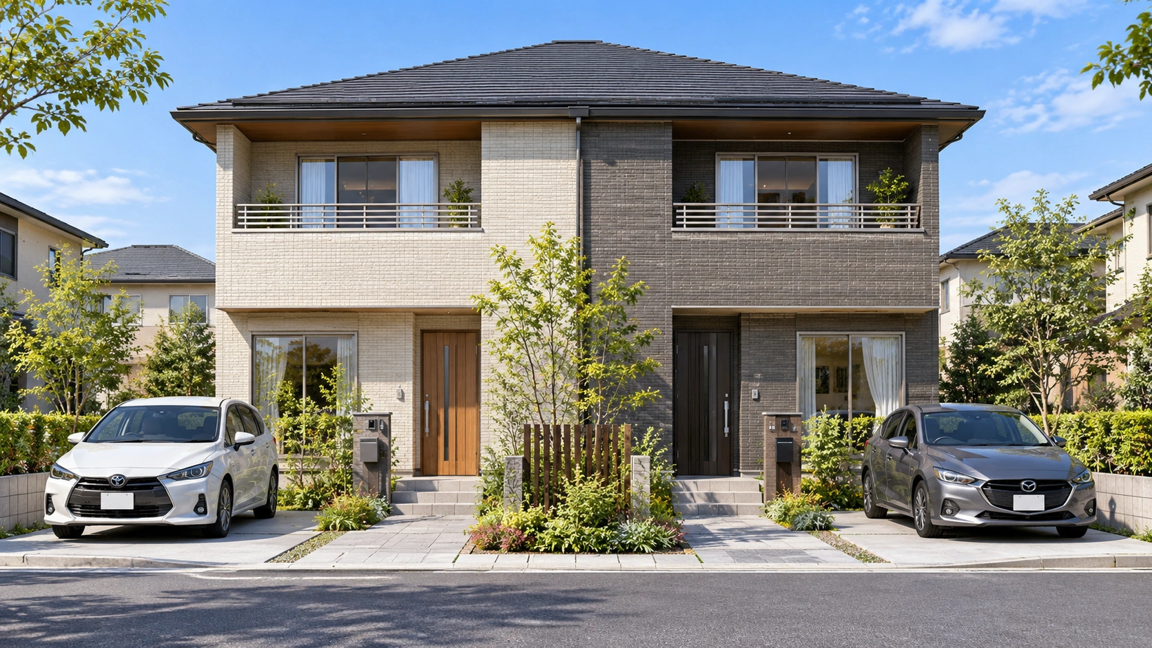 two-family-house-side-by-side-separation | アップルホーム 二世帯住宅の左右分離で玄関と生活空間を左右に分けた注文住宅