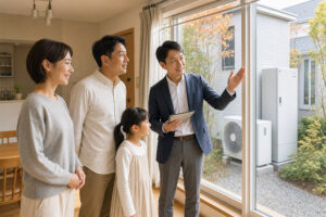 window-kyutou-shoene-2026-combination | アップルホーム 窓リノベ2026と給湯省エネ2026の併用を検討する家族のリフォームイメージ