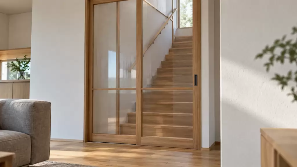 living-staircase-partition-door-heating | アップルホーム リビング階段の入口に室内引き戸を設けた注文住宅の間取り