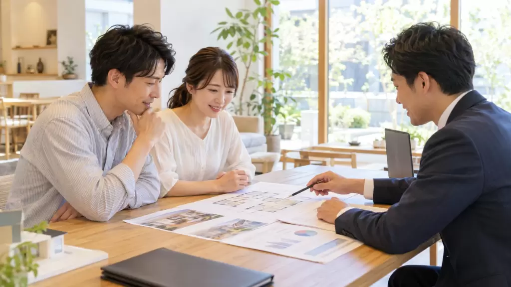 住宅ローンの返済計画と注文住宅の建築スケジュールを相談する日本人夫婦
